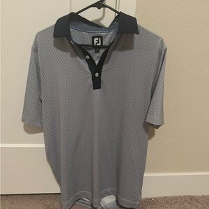 FootJoy Golf Polo Self Collar - White/Navy - Small